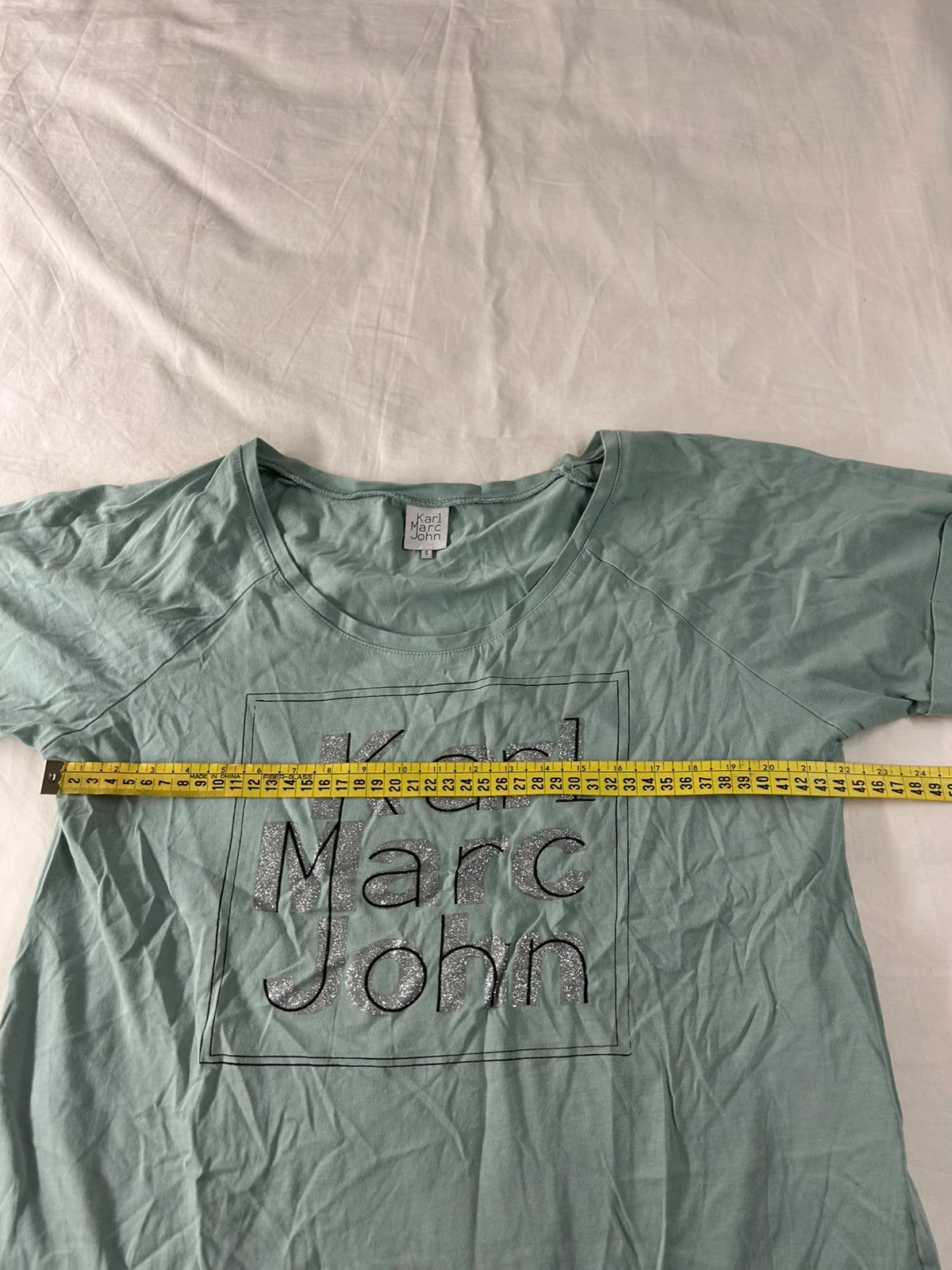 Groen bedrukt T-shirt Karl marc john stijl Y2K maat s – photo 7